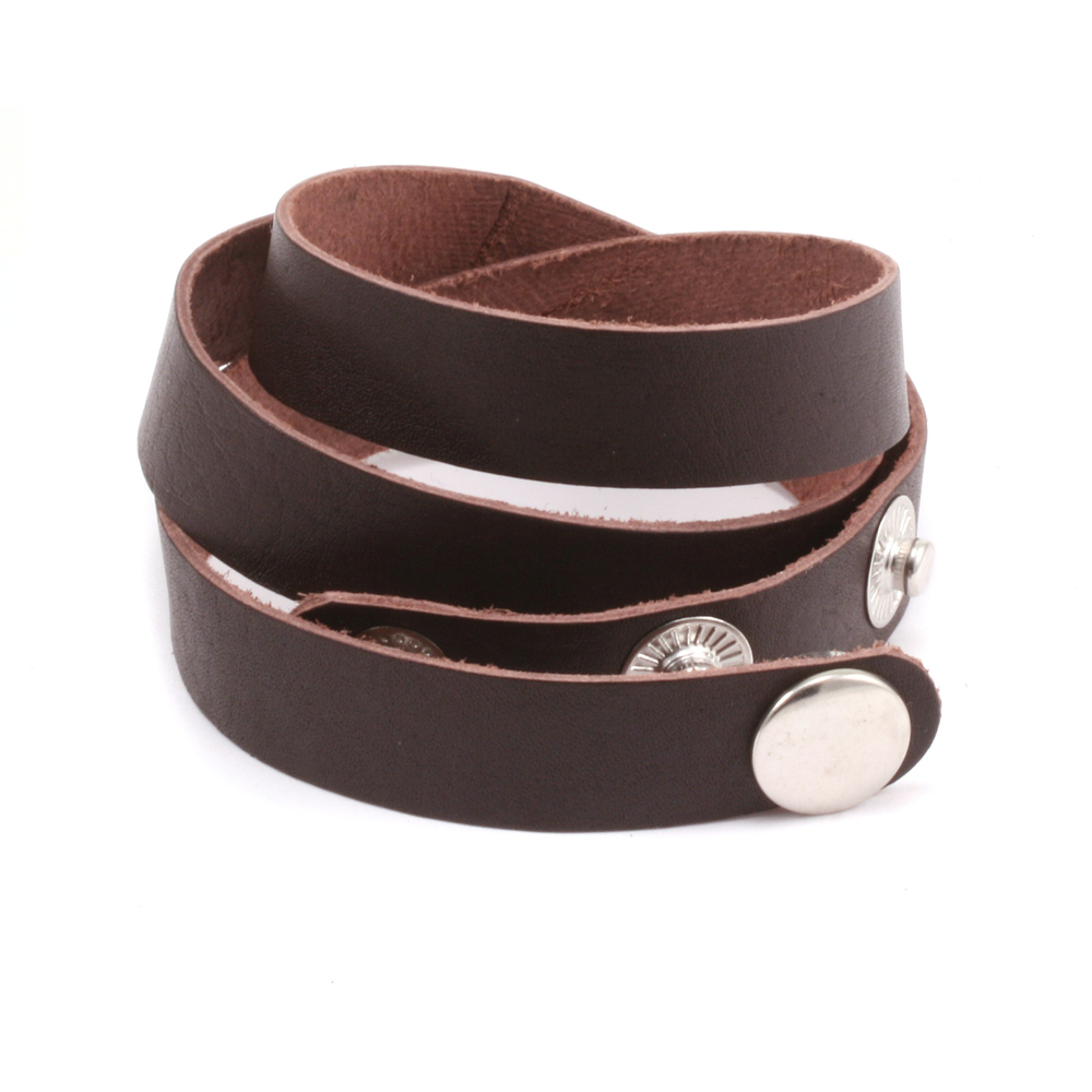 Leather & Faux Leather Stampable Leather Wraparound Bracelet 1/2" Adjustable, Brown